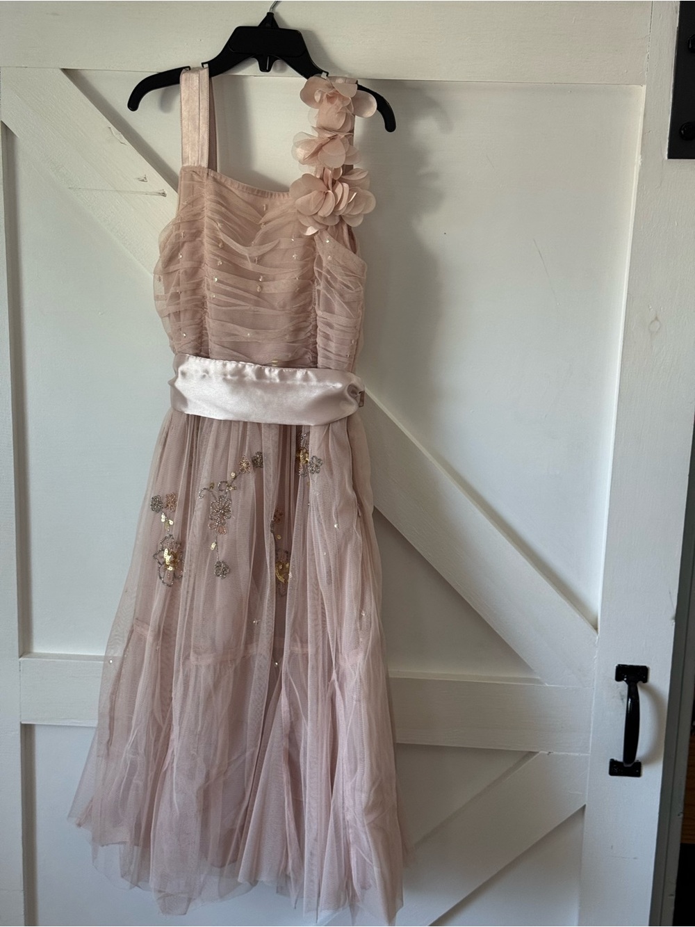 NEXT Blush Pink Floral-Appliqué Tulle Party Dress